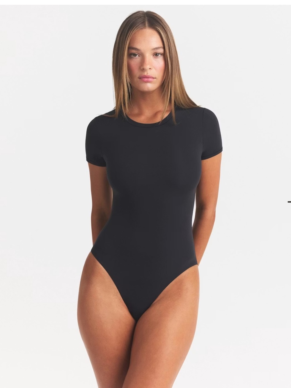 SKIMS Jersey T-Shirt black bodysuit Short-Sleeve size XXS